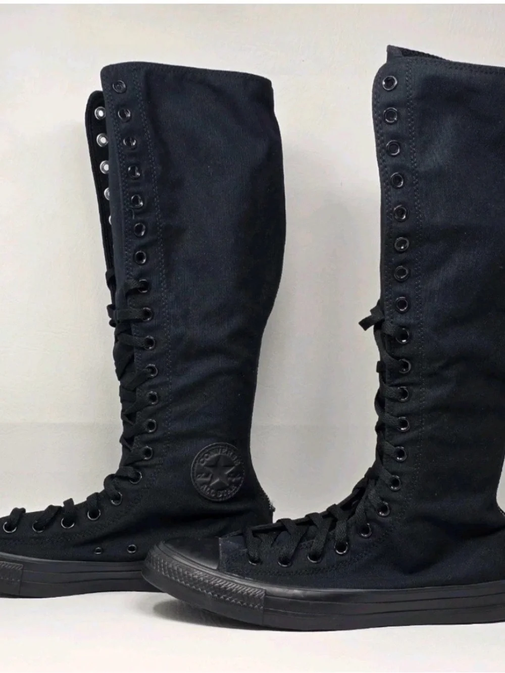 Converse Chuck Taylor All Star XX Hi Knee High Black Canvas Lace-Up Boots15W/13M
